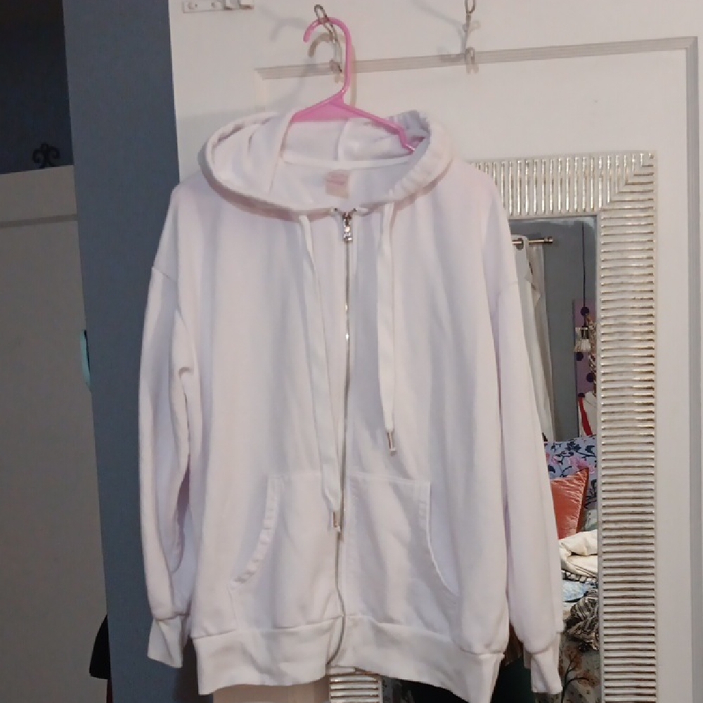 No Boundaries White Zip-Up Hoodie